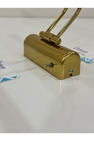 DNC LIGHTING ANAHTARLI 35 CM GOLD KASA SARI IŞIK ELEKTRİKLİ BANYO DUVAR AYNA TABLO AYDINLATMA FLÜT KUĞU APLİK