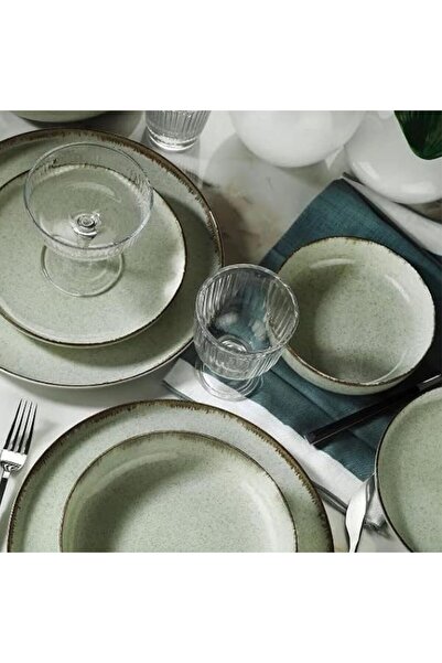 Kütahya Porselen Moderna 12 Parça 4 Kişilik Yemek Takımı Yeşil