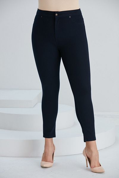 RMG Pocket Detailed Plus Size pamut nadrág sötétkék