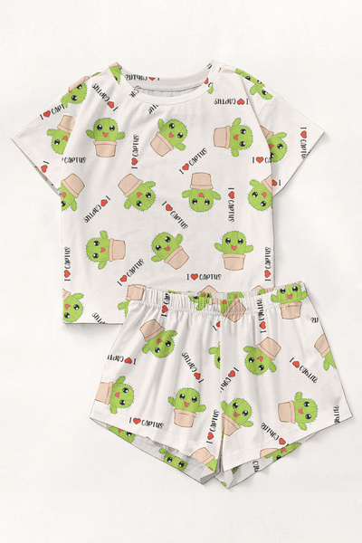 PEMBİŞ HOMEWEAR Set de pijamale cu mâneci scurte și pantaloni scurți I Love C...