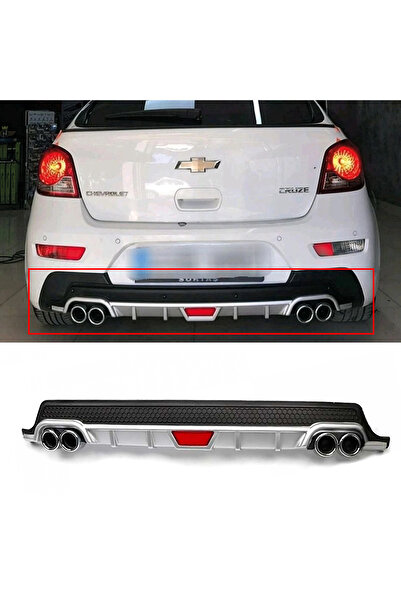 MKG Otomotiv Chevrolet Cruze HBUyumlu   Gri Difüzör Difizör Yuvarlak Egzoz Gö...