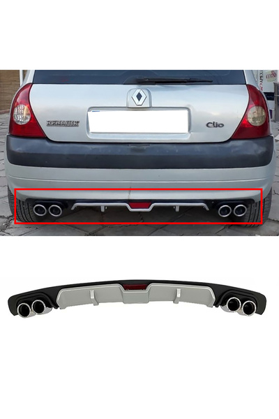 MKG Otomotiv Renault Clio Uyumlu Mk2 Gri Difüzör 4 Krom Egzoz Görünümlü Difiz...