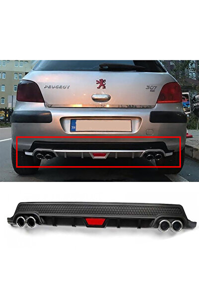 MKG Otomotiv Peugeot 307 Siyah Difüzör Difizör Yuvarlak Egzoz Görünüm Kulaklı Tip