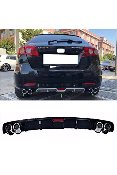 MKG Otomotiv Chevrolet Lacetti  Uyumlu HB Siyah Difüzör 4 Krom Egzoz Görünüml...
