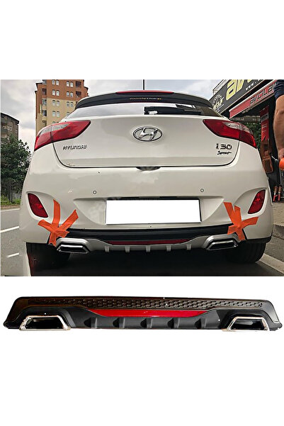 MKG Otomotiv Hyundai i20 Siyah Difüzör Difizör Kare Egzoz Görünüm Reflektörlü
