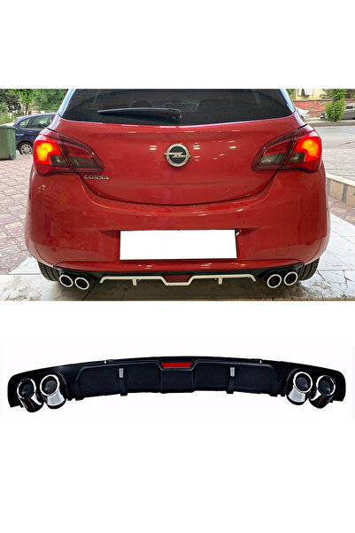 MKG Otomotiv Opel Corsa E Siyah Difüzör 4 Krom Egzoz Görünümlü Difizör Arka E...