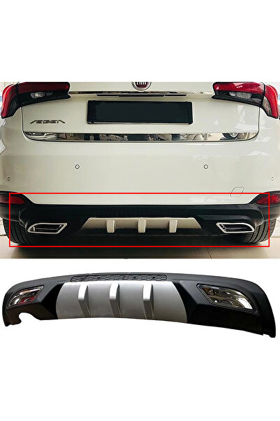 MKG Otomotiv Fiat Egea Uyumlu  HB Difüzör Difizör Gri + Kare Egzoz Görünüm C Tip