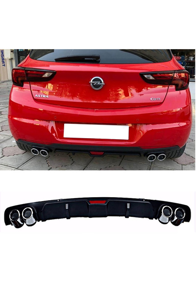 MKG Otomotiv Opel Astra K Siyah Difüzör 4 Krom Egzoz Görünümlü Difizör Arka Ek Body Kit 2015 - 2021