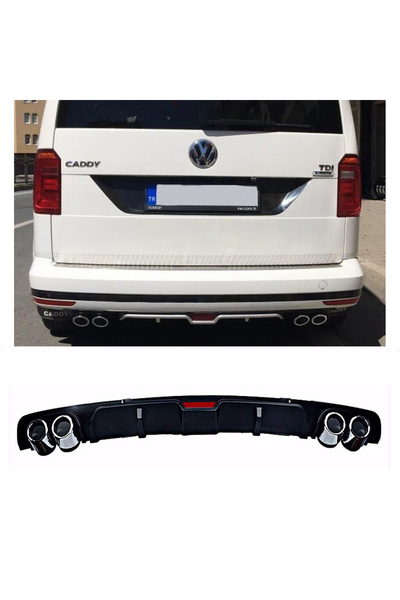 MKG Otomotiv Vw Caddy Siyah Difüzör 4 Krom Egzoz Görünümlü Difizör Arka Ek Body Kit