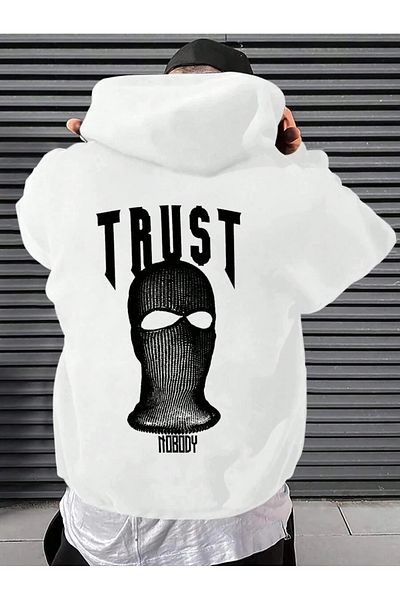 MOONBULL Ανδρικό φούτερ με στάμπα με κουκούλα Trust Nobody Back