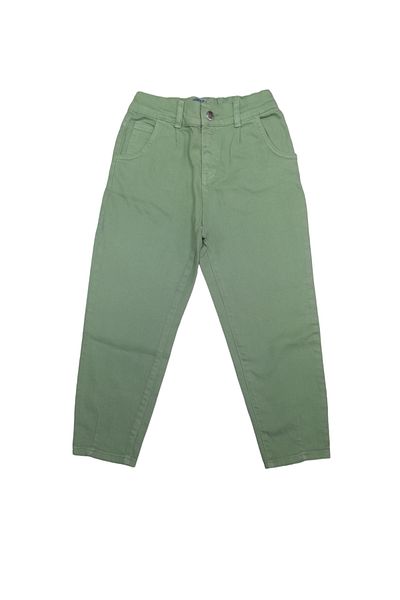 nk kids Girl's Zipper Button Closure Elastic Waist Oversize Thick Linen Colored Trousers