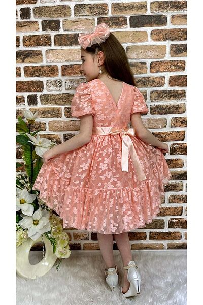 Mnk Girl Dress Salmon Daisy Lace