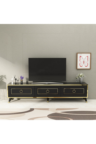 ARNETTİ Sona Televizyon Ünitesi 180 cm Siyah Mermer