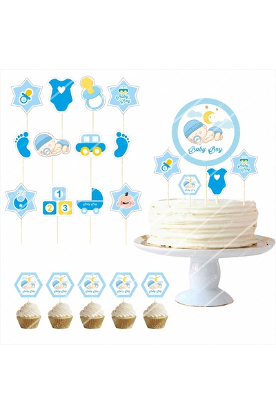 SİYAH PARTİ EVİ Erkek Bebek Baby Shower / Mevlüt Kürdan Seti