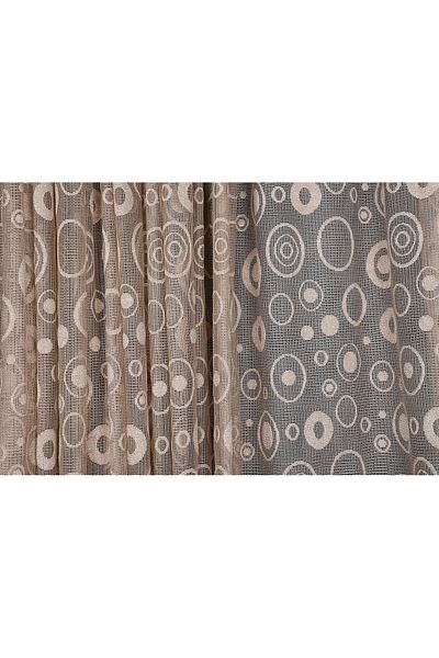 AKÇA TEKSTİL KDK 1080 PATTERN MINK COLOR SINGLE WING Ready planted Pleated Background Curtain 300*260 cm