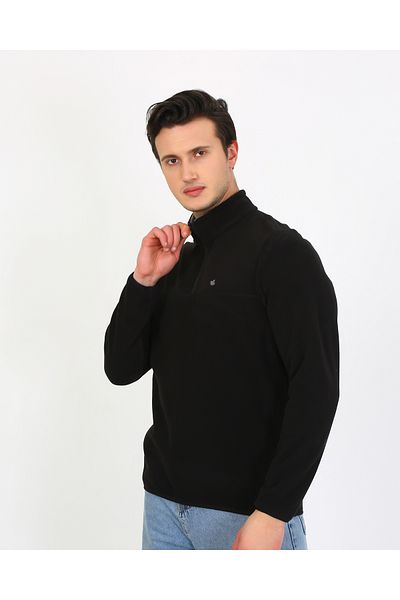 UOMOPARK 6001 Regular Fit Anti-Pilling Non-Pilling Bato Collar Winter Men's Fleece