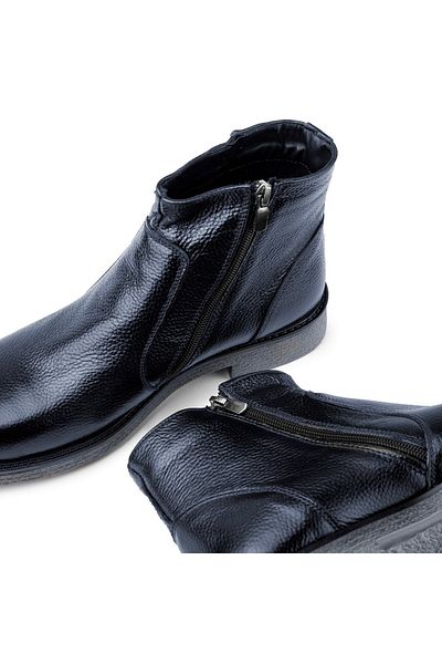 Ducavelli Bristol Genuine Leather Non-Slip Sole Zippered Chelsea Daily Boots Navy Blue