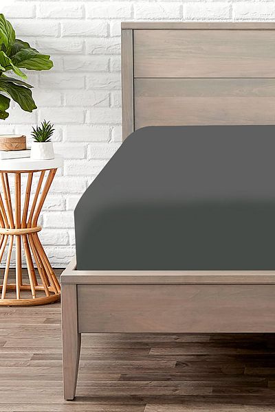 Depomaxx ملاءة سرير من القطن الممشط المرن مقاس 160x200 من Maxxhome - رمادي داكن