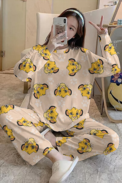 PEMBİŞ HOMEWEAR Σετ μακρυμάνικη πιτζάμες Lion King Supersoft Basic Μονό Τζέρσεϊ