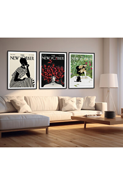 HOMEPACK 3 Piece Framed Painting Set New Yorker Serial Poster Painting Hpn164