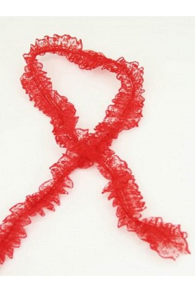 Kazanabil LACE PLEATED STRIP RIBBON DECORATION MATERIAL RED 1MT