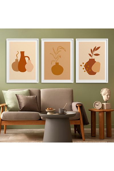 HOMEPACK Set de pictură înrămată 3 bucăți vază cu flori pictură poster HPN169