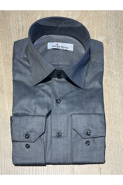Daniel Bessi Μακρυμάνικο Slim Fit Basic Βαμβακερό Ανθρακί Κλασικό Ανδρικό Πουκάμισο