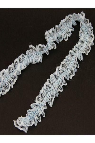 Kazanabil ELASTIC BATTERY PLEATED LACE STRIP RIBBON BLUE 1MT