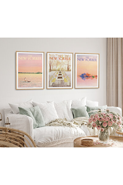 HOMEPACK 3 Piece Framed Painting Set New Yorker Serial Poster Painting Hpn161