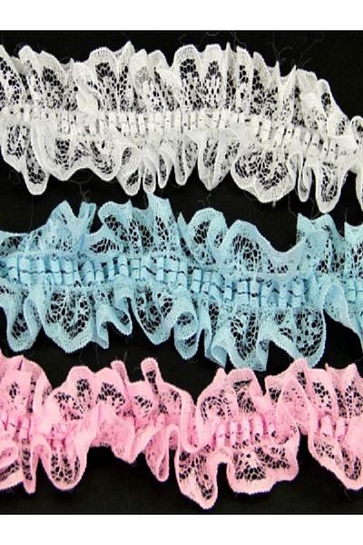 Kazanabil ELASTIC BATTERY PLEATED LACE STRIP RIBBON BLUE 1MT