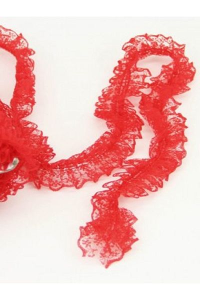 Kazanabil LACE PLEATED STRIP RIBBON DECORATION MATERIAL RED 1MT