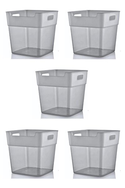 Flosoft 5 Adet Buzdolabı Düzenleyici, Çok Amaçlı Kutu, Çekmece Dolap İçi Organizer 5’li Set Antrasit