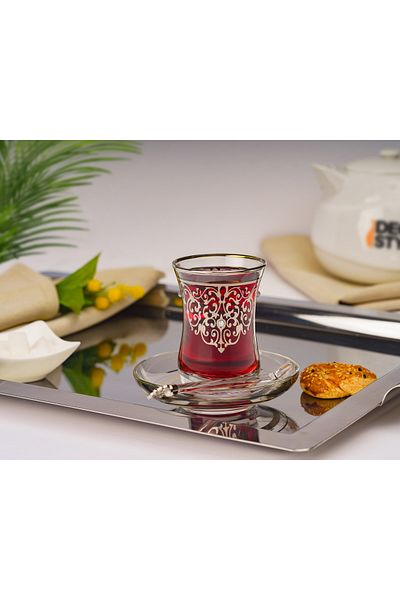 DECOSTYLE Pasabahce Gemma Patterned 12 Piece Tea Cup Set