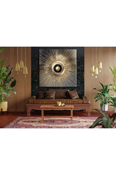 Şehzat Modern Lüks Altın Geometrik Soyut Dekoratif Kanvas Tablo