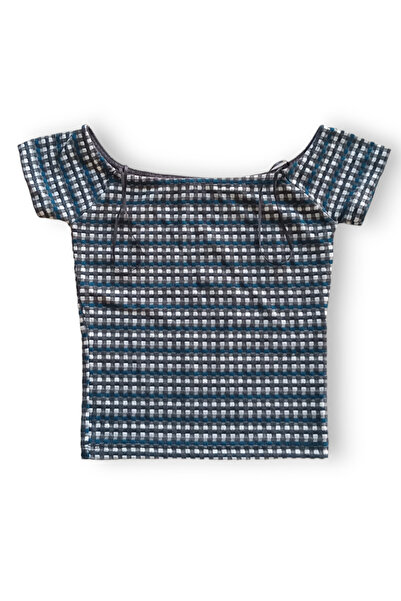 Feseme KADIN TİŞÖRT MADONNA YAKA ESNEK JAKARLI CROP KALIP 34/36 BEDEN