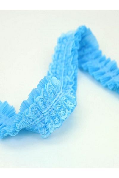 Kazanabil DECORATION MATERIAL RUFFLE PLEATED LACE STRIP RIBBON BLUE 1MT