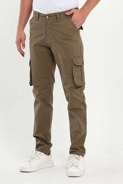 twentyfive25 Men's Relaxed Cut Cotton Earth Color Cargo Pants Cargo