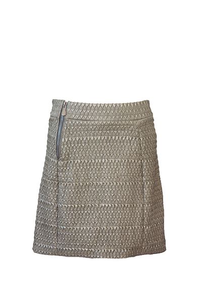 Kavshak Women's Khaki Zippered Quilted Skinny Skirt