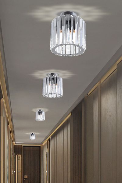 M Mediyamu Aydınlatma 14cm Silver Pendant Lamp - Crystal Stone Living Room Kitchen Hall Chandelier