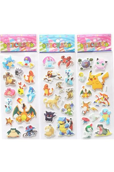 Kumik Pokemon Characters 3 sets of embossed stickers
