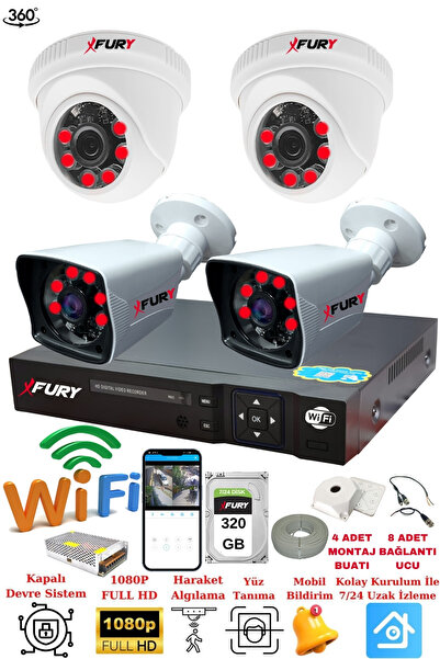 FURY 4 Kameralı 5mp 3.6mm Lens 2mp Görüntü 6 Atom Led Gece Görüşlü FullHd Güv...