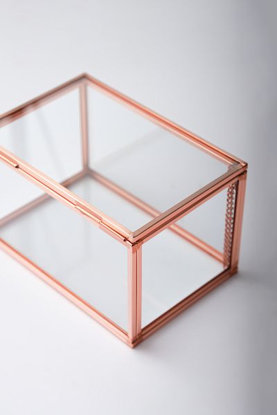 El Crea Designs 15x10x8cm Copper Rose Glass Lid Jewelry Accessory Jewellery Ring Box Organizer Organization Engagement