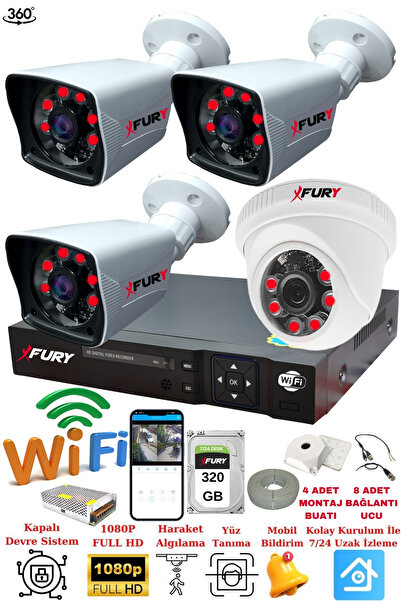 FURY 4 Kameralı 5mp 3.6mm Lens 2mp Görüntü 6 Atom Led Gece Görüşlü FullHd Güv...