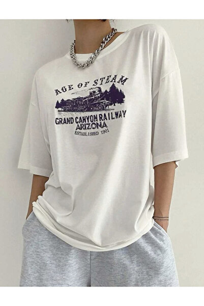 ALİKA Tricou supradimensionat alb Age Of Steam pentru femei