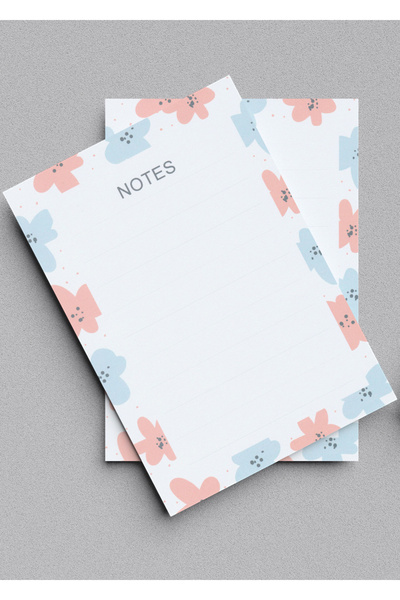 Grdall 2 Adet - A6 Ebatta Üstten Tutkallı Not - Tutkallı Bloknot - Desenli No...