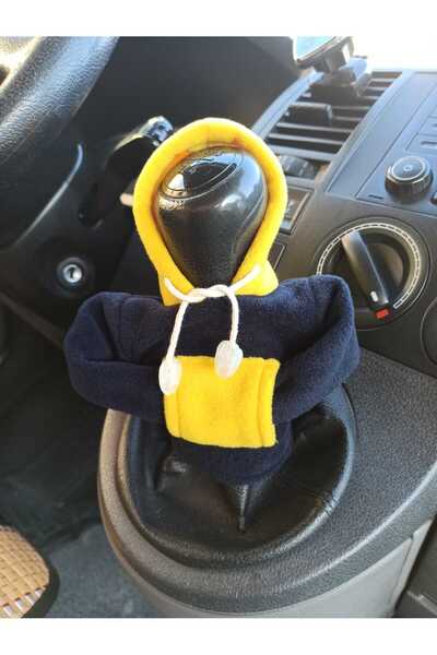 MİRMERRY Sarı Lacivert Vites Topuz Süsü Hoodie Kapşonlu Araba Vites Poları Ar...