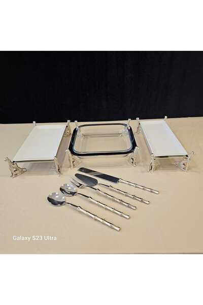 MaviDamla 8.PARCA ÇİTA KAPLAN AYAKLI PORSELEN SUNUMLUK