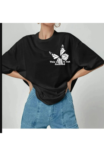 Pelna تي شيرت كبير الحجم مطبوع برقبة دائرية للجنسين