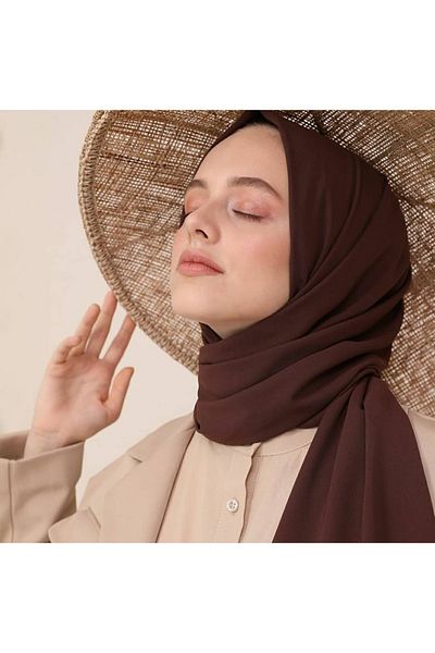 FRESCO SCARFS Hijab Hijab Medina Silk Shawl*Πικρό καφέ