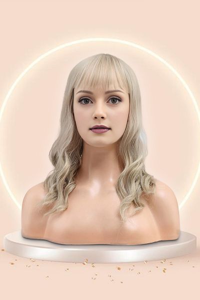 KONAK PERUK Wavy Short Riveted Fiber Synthetic Wig - Honey Foam / Platinum Highlights